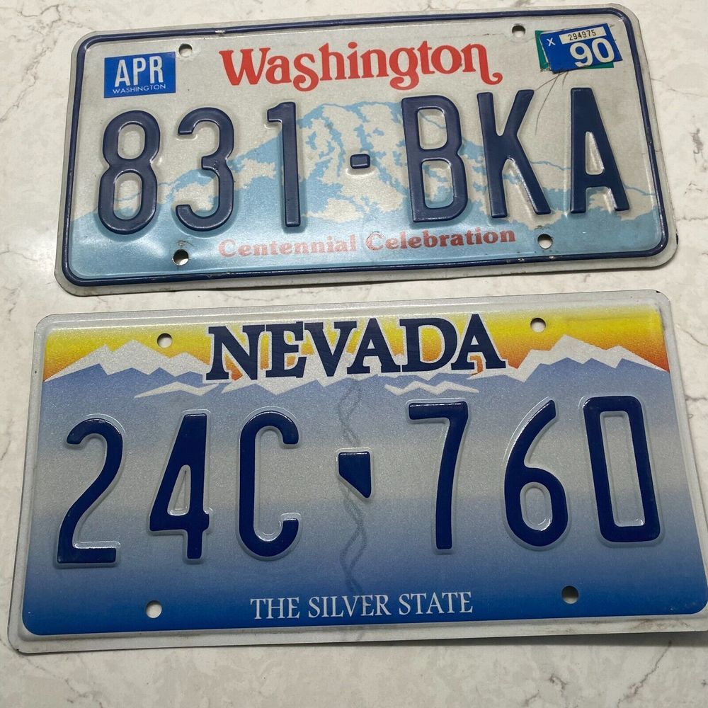 US State Nevada and Washington Motor Vehicles‎ License Plate Lot of 2